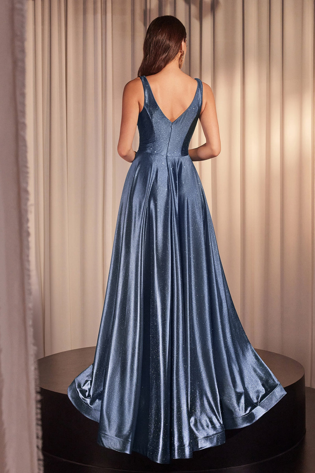 Glitter Satin Sleeveless A-line Gown by Ladivine CC2349