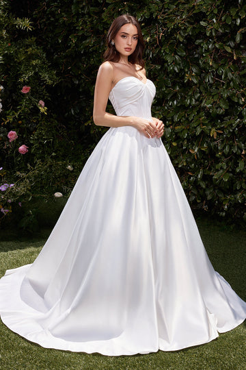 Satin Strapless Bridal Ball Gown by Ladivine CDS512W