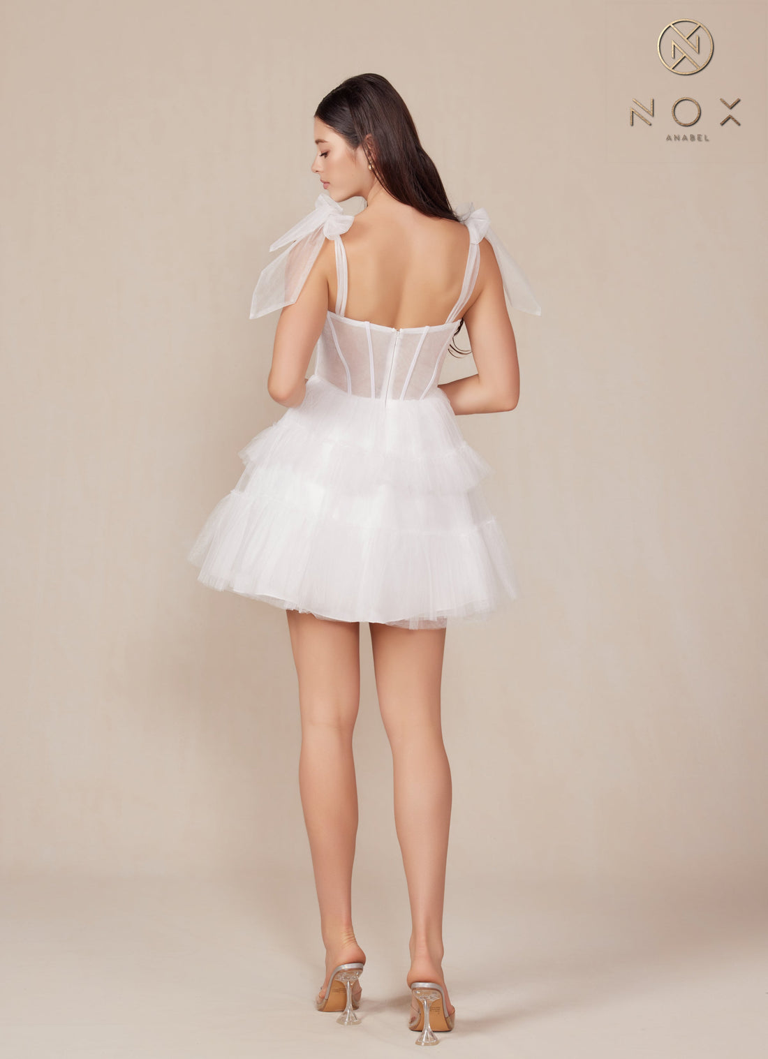 White Short Corset Tiered Dress by Nox Anabel Y858W