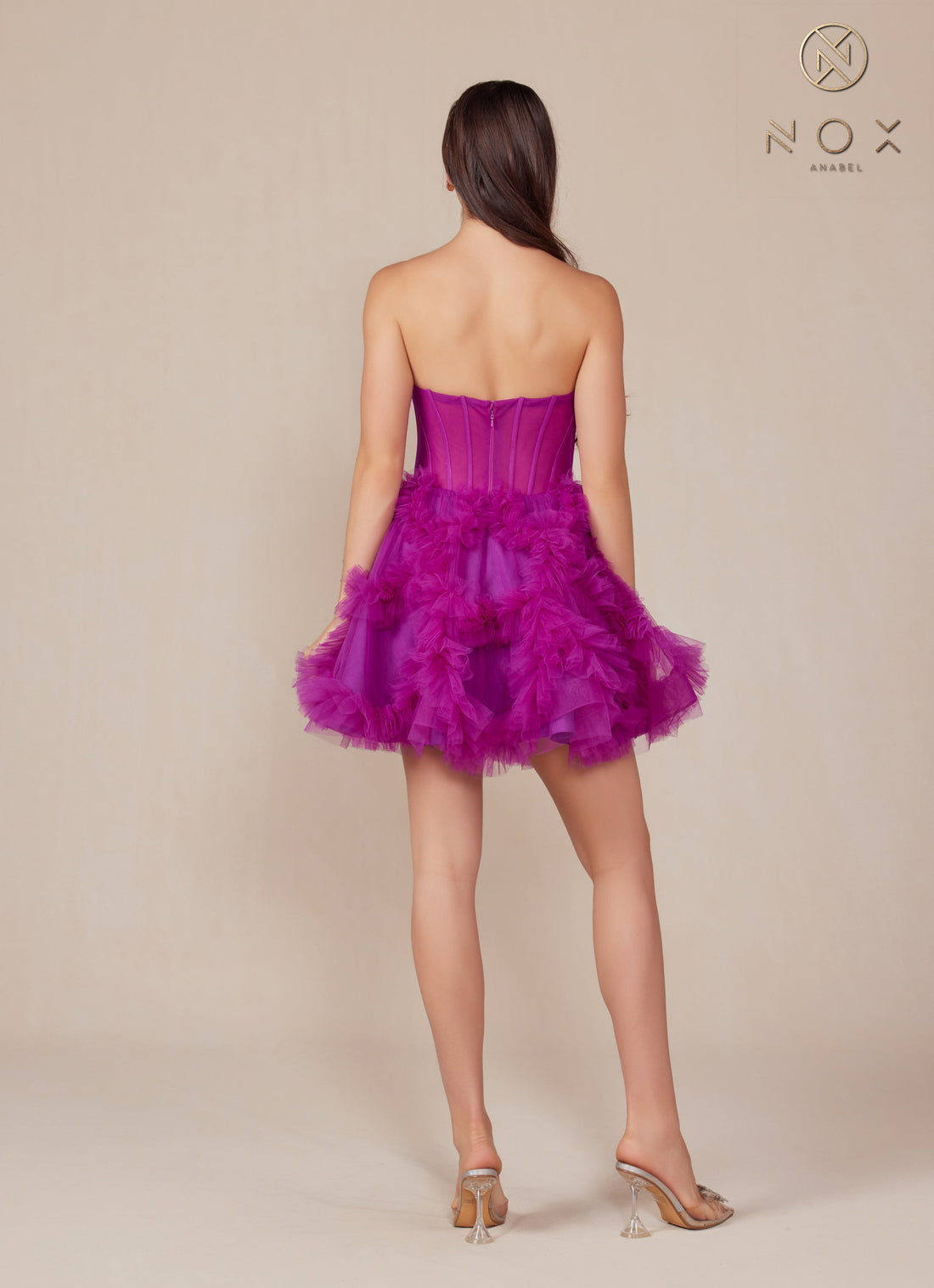 Short Strapless Ruffled Dress by Nox Anabel Y859