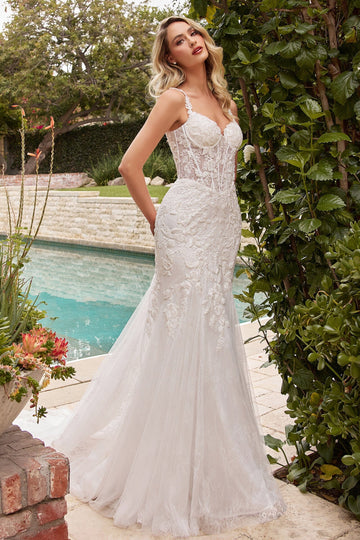 Lace Applique Mermaid Wedding Dress by Ladivine CDS432W